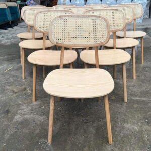 SECCO - Ghế Gỗ Tựa Mây Nhựa