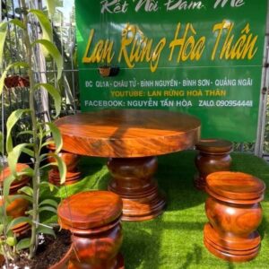 Bộ Bàn Tròn Nguyên Khối Gỗ Me Tây & Gỗ Khác